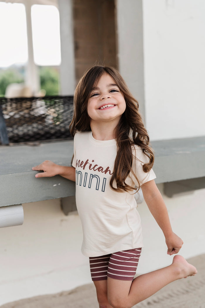 Burgundy Stripe Biker Shorts