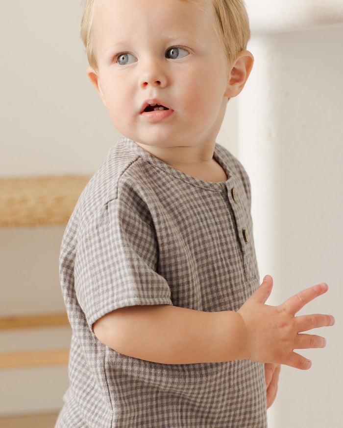 Blue Gingham Henry Shirt