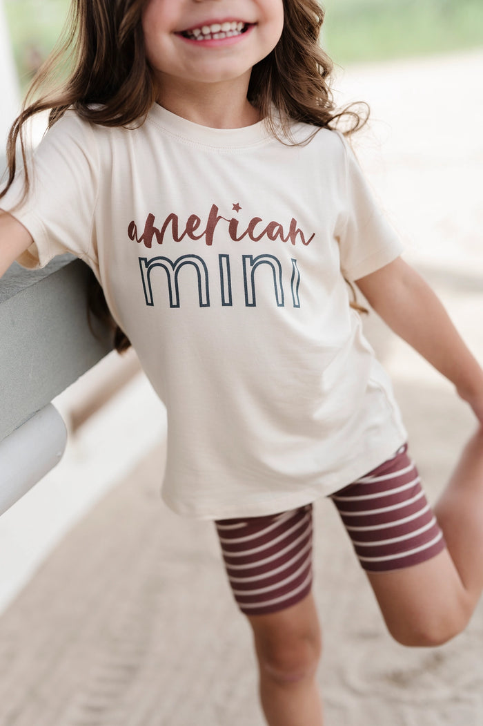 Burgundy Stripe Biker Shorts