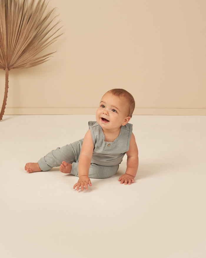 Blue Jersey Button Tank