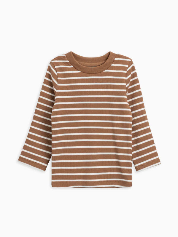 Nutmeg Stripe Ribbed Organic Cotton Top