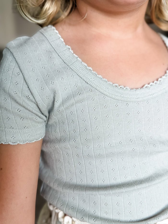 Seafoam Pointelle Tee
