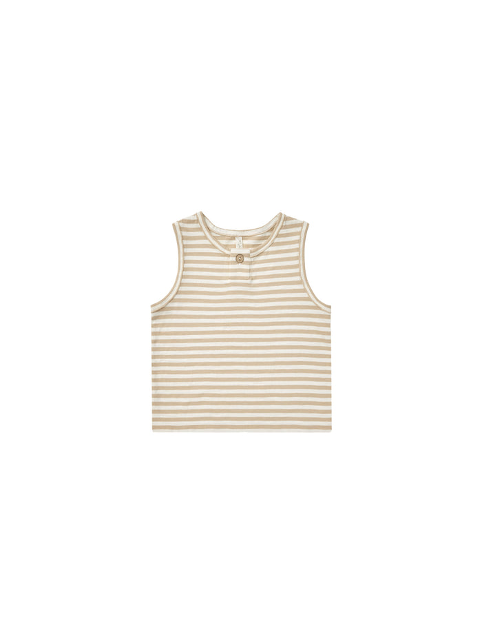 Sand Stripe Jersey Button Tank