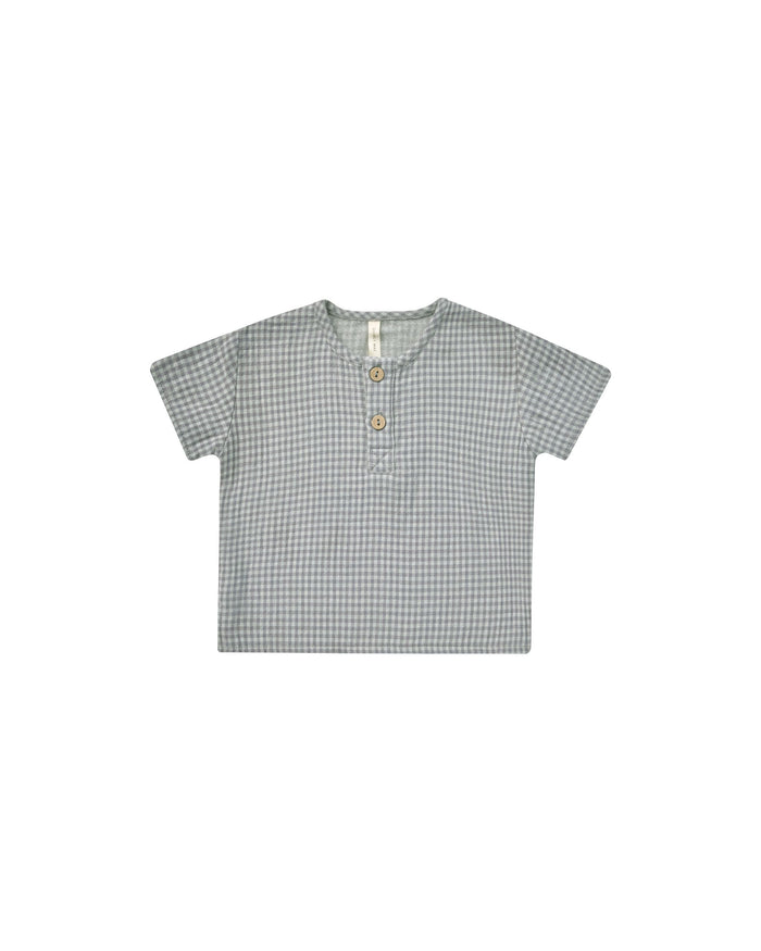 Blue Gingham Henry Shirt