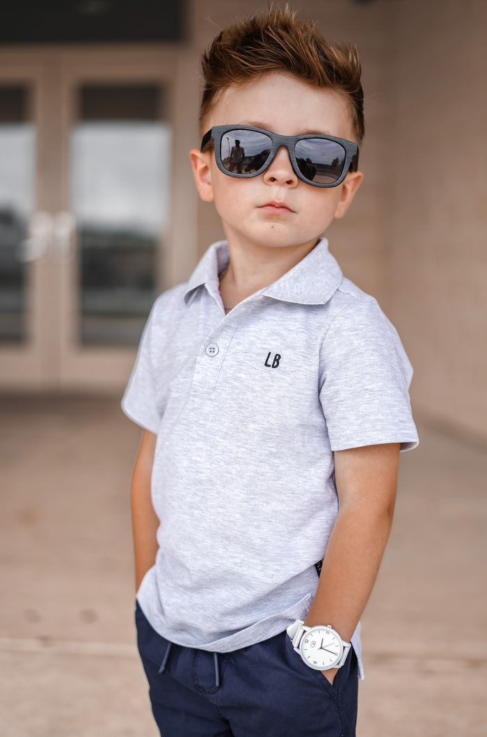 Grey Short Sleeve Polo Shirt