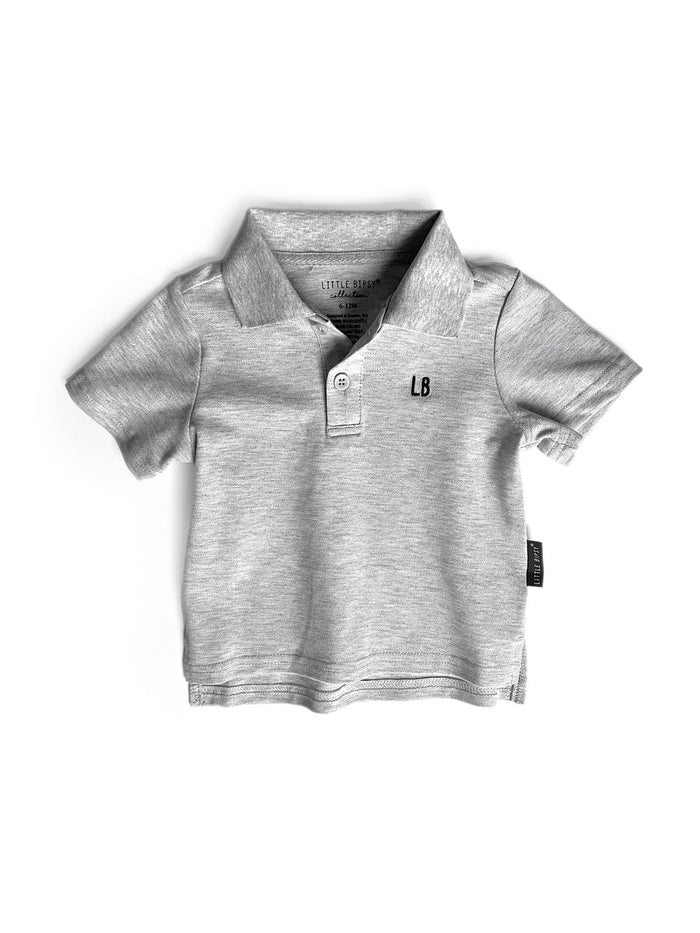 Grey Short Sleeve Polo Shirt
