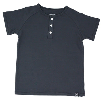 Charcoal Black Bamboo Henley