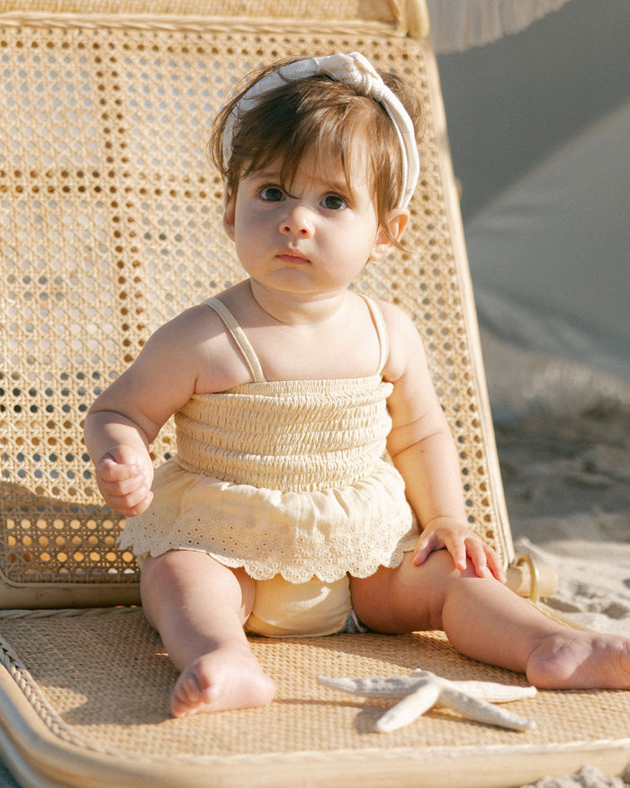 Yellow Smocked Skirted Romper