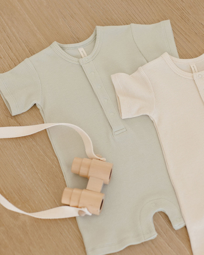 Mint Waffle Snap Romper
