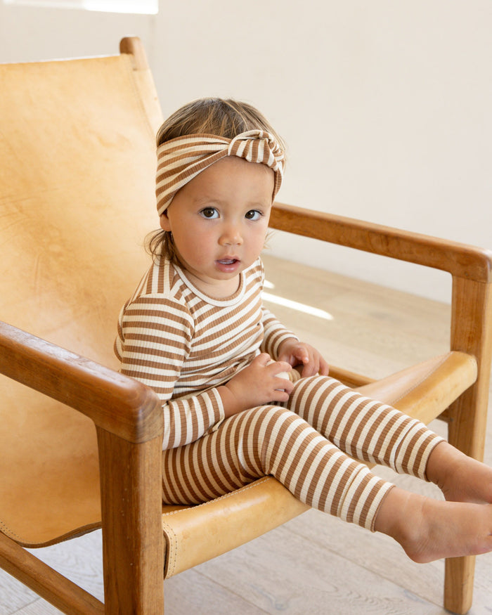 Cinnamon Stripe Ribbed Tee & Legging Set