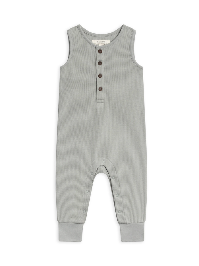 Mist Waffle Henley Romper
