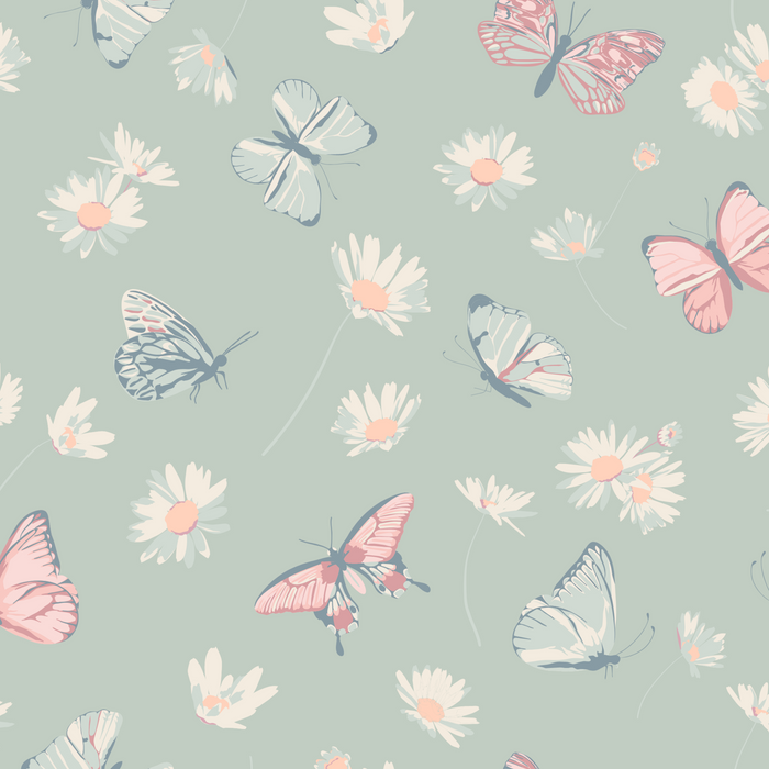 Mint Butterfly Daisy Smocked Dress