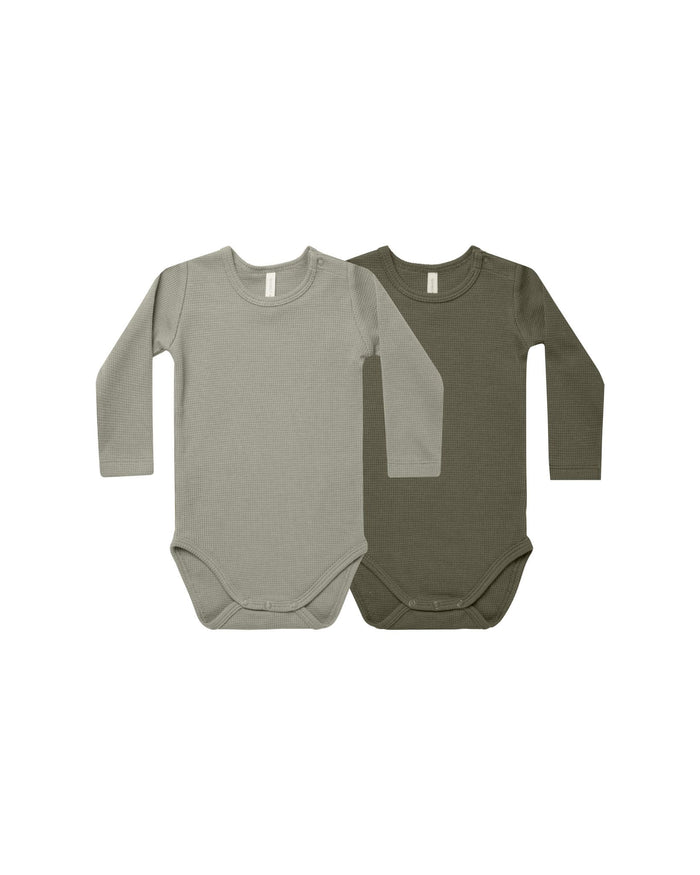 Basil/Forest Waffle Bodysuit 2pk