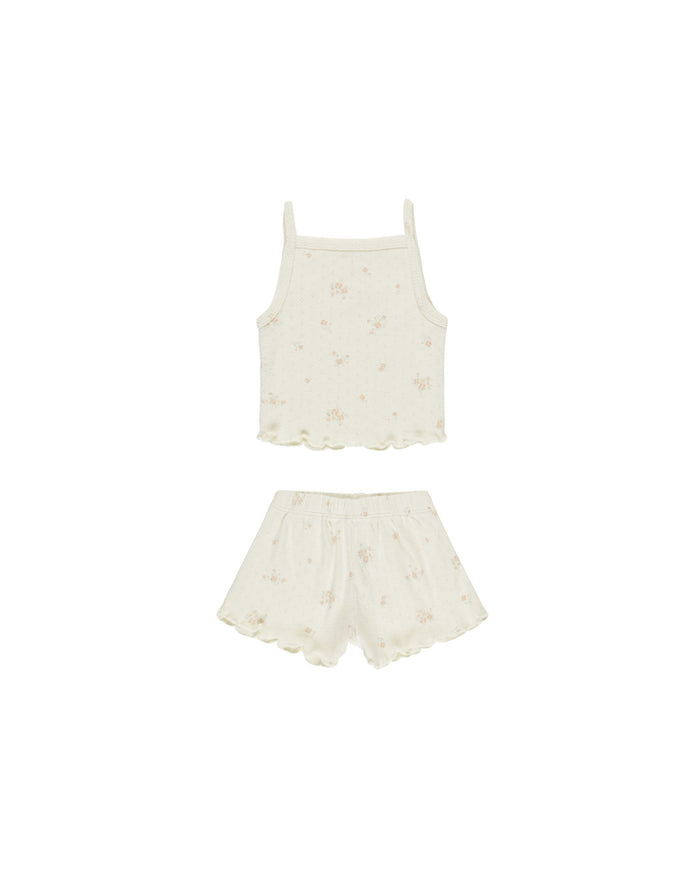 Pink Ditsy Pointelle Tank + Shortie Set