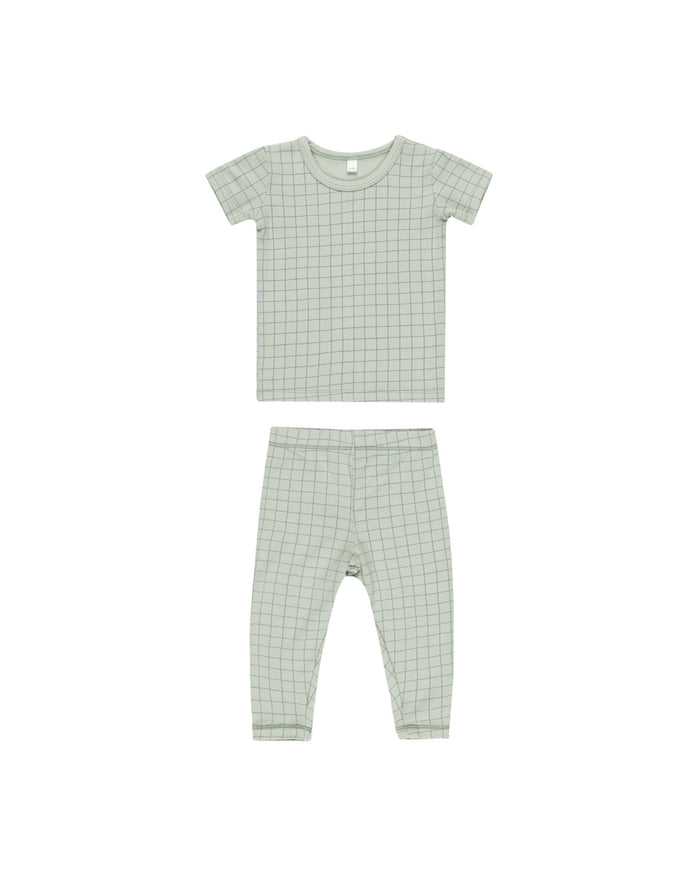 Sage Grid Bamboo Pajama Set