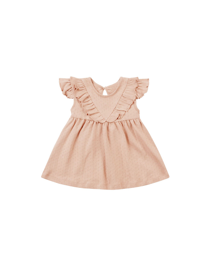 Melon Pointelle Ruffle Dress