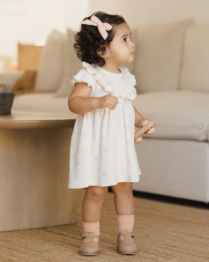 Pink Ditsy Pointelle Ruffle Dress