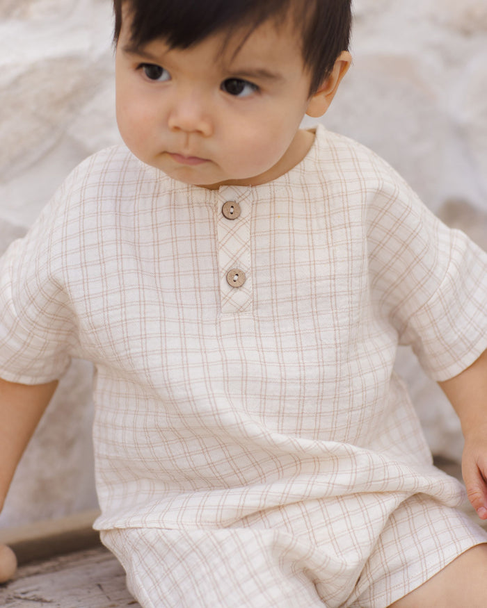 Oat Check Woven Top + Short Set
