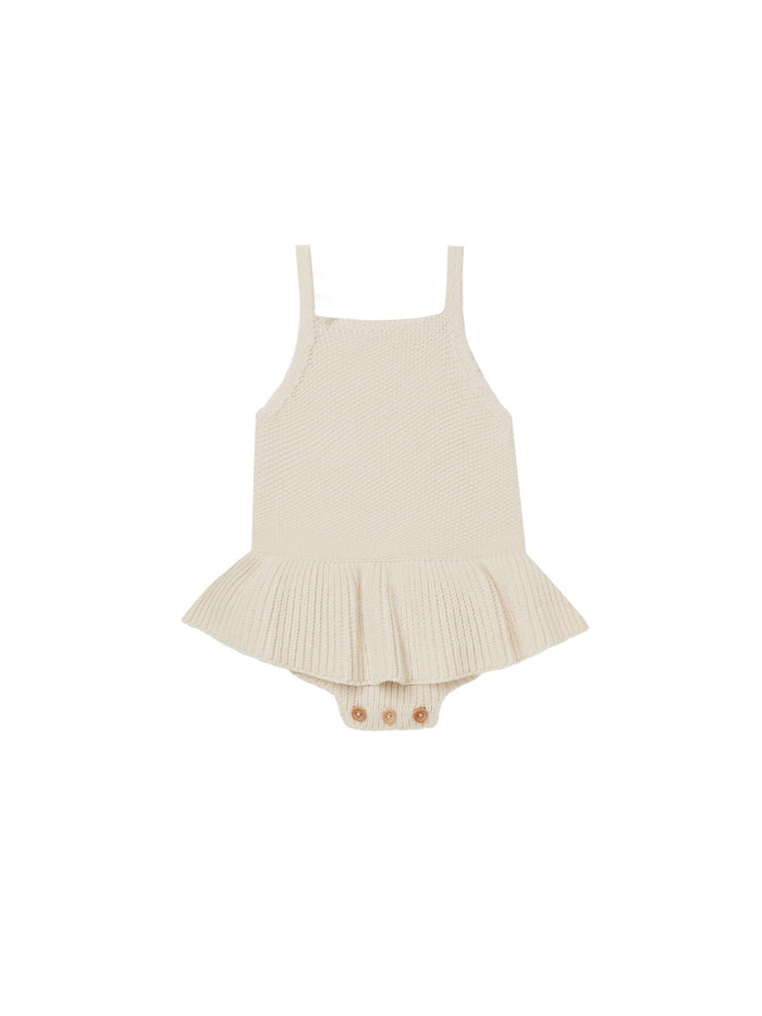 Knit Ruffle Romper - Natural
