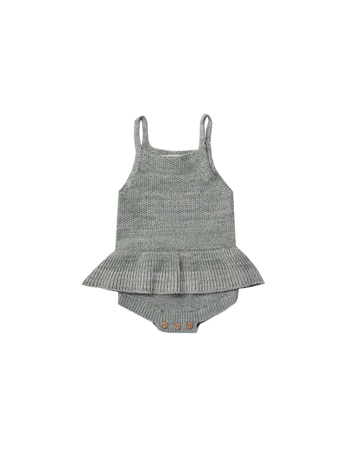 Knit Ruffle Romper - Sea Green