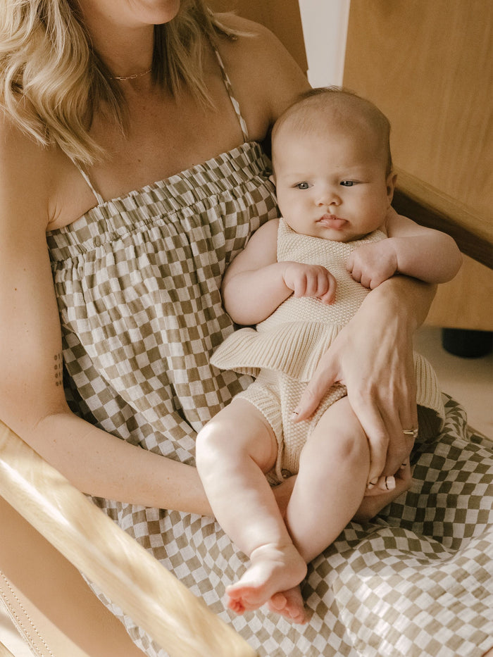 Knit Ruffle Romper - Natural