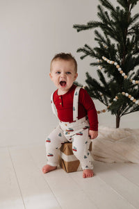 Christmas Truck Henley + Suspender Pant Set