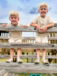 Oat Stripe Waffle Shortie Set