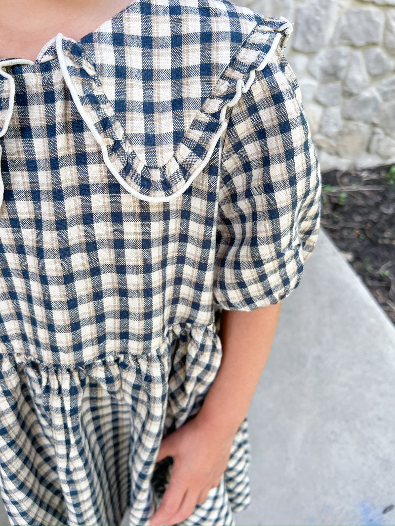 Navy Check Camille Dress