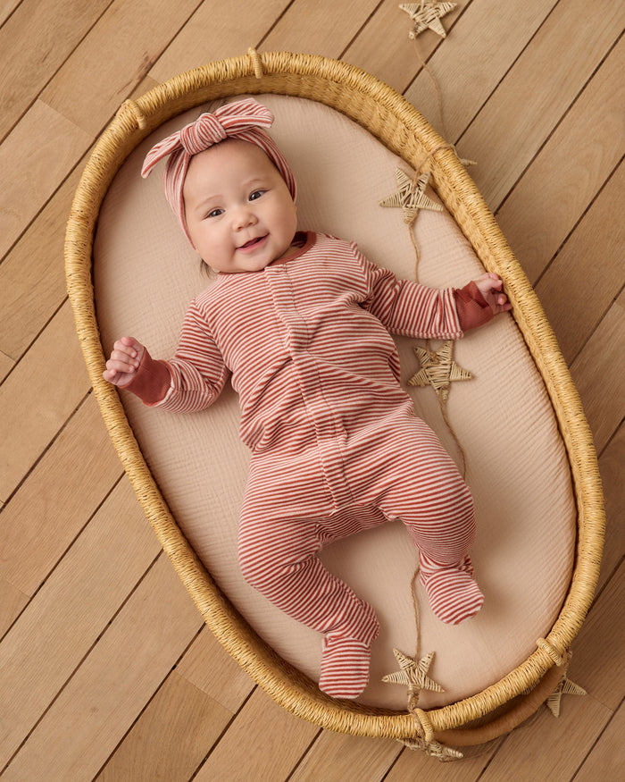Candy Stripe Velour Snap Footie