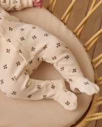 Holly Berry Velour Snap Footie
