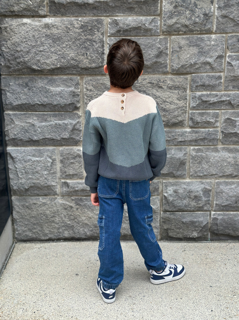 Slate Colorblock Knit Sweater