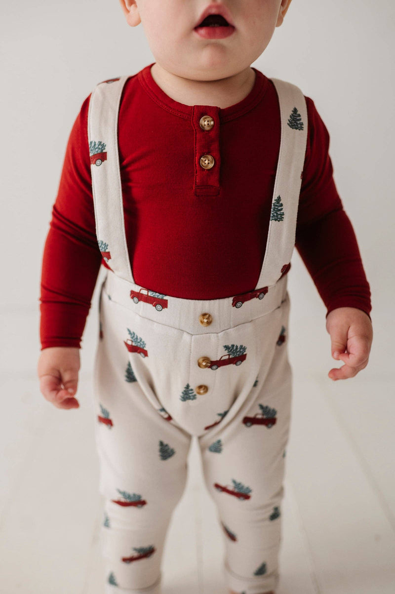 Christmas Truck Henley + Suspender Pant Set