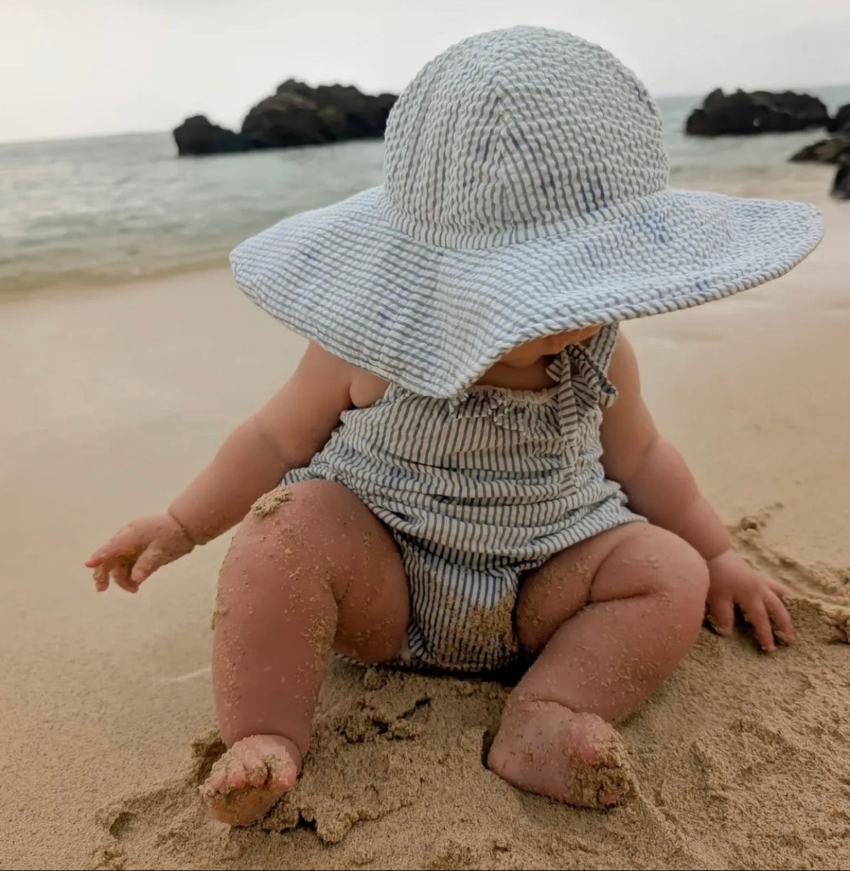 Shore Stripe Rosalie Seersucker Bubble Romper