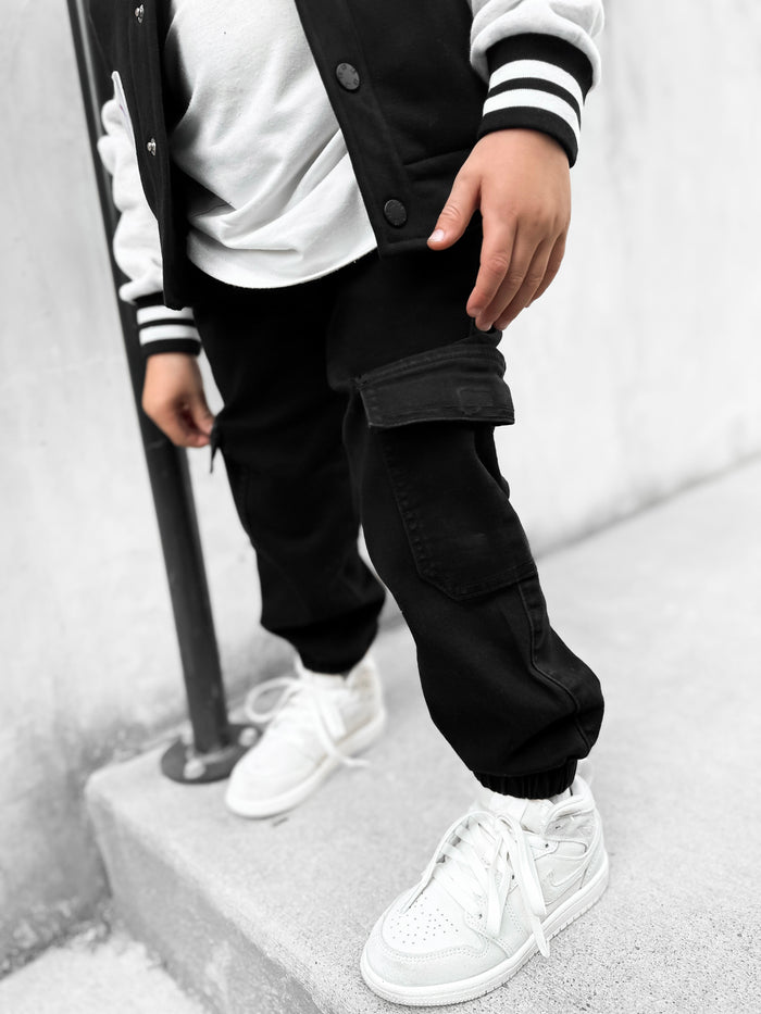 Black Wash Cargo Denim Jogger