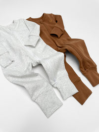 Light Heather Grey 2-Way Zip Romper