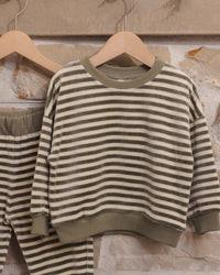 Spruce Stripe Velour Relaxed Fleece Sweatshirt