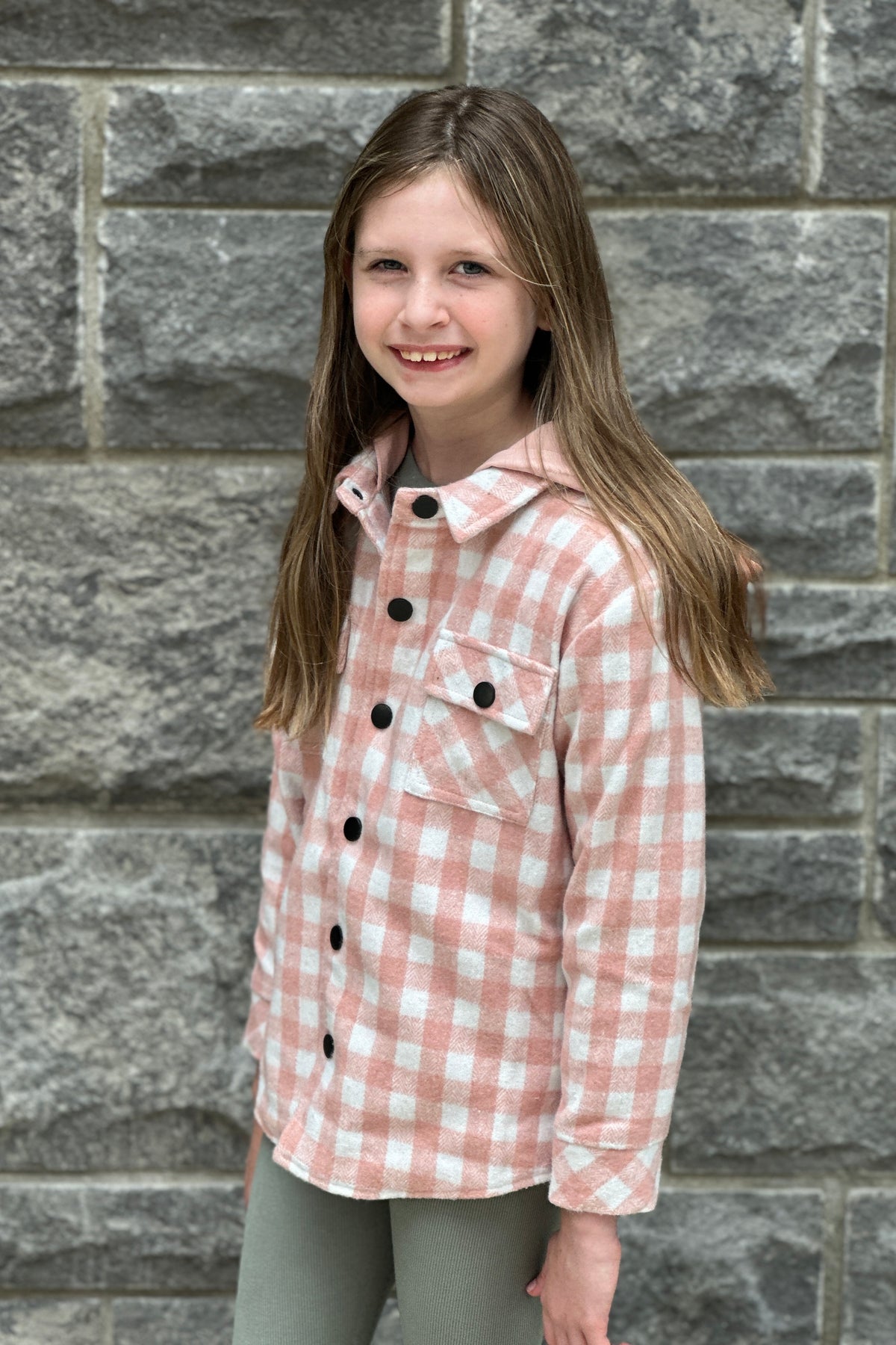 Misty Rose Plaid Hooded Shacket