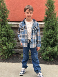 Blue Plaid Hooded Shacket