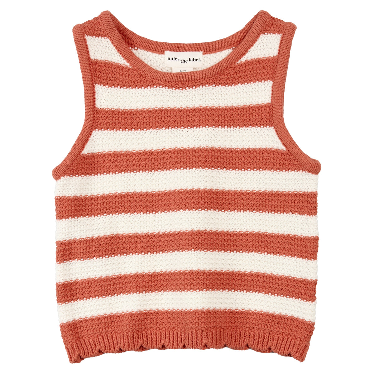 Coral Striped Crochet Tank