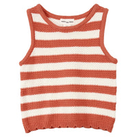 Coral Striped Crochet Tank