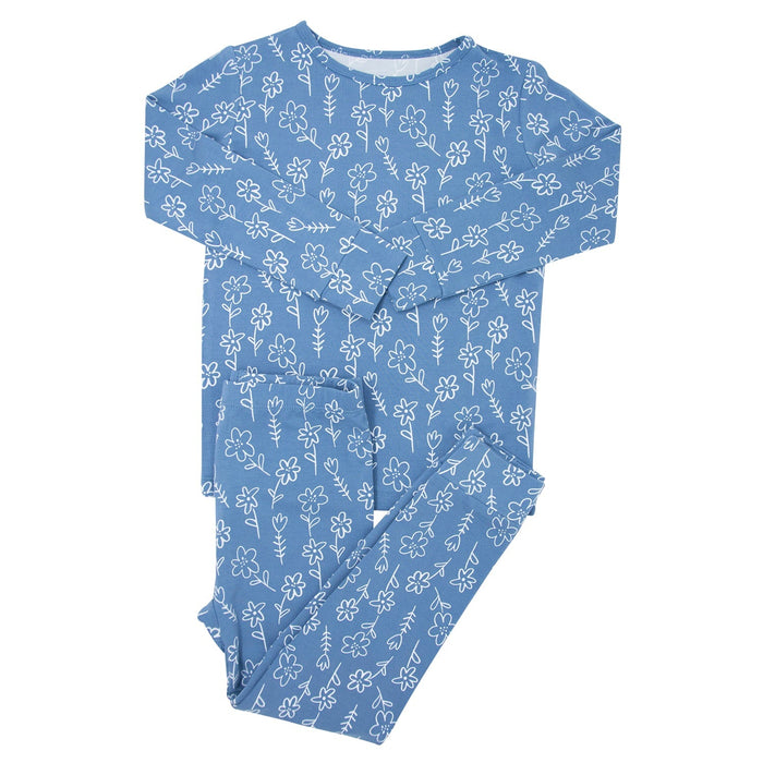 Blue Floral Bamboo Pajama Set