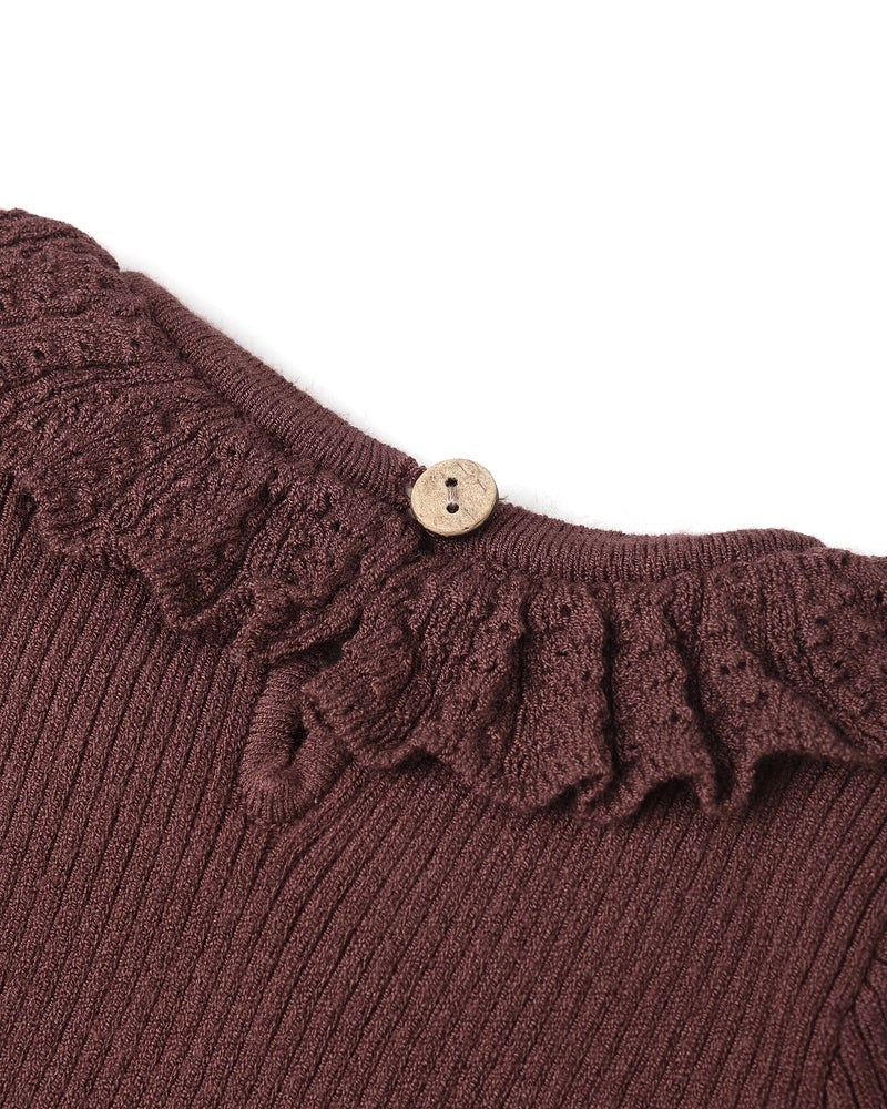 Burgundy Ruffle Collar Bodysuit