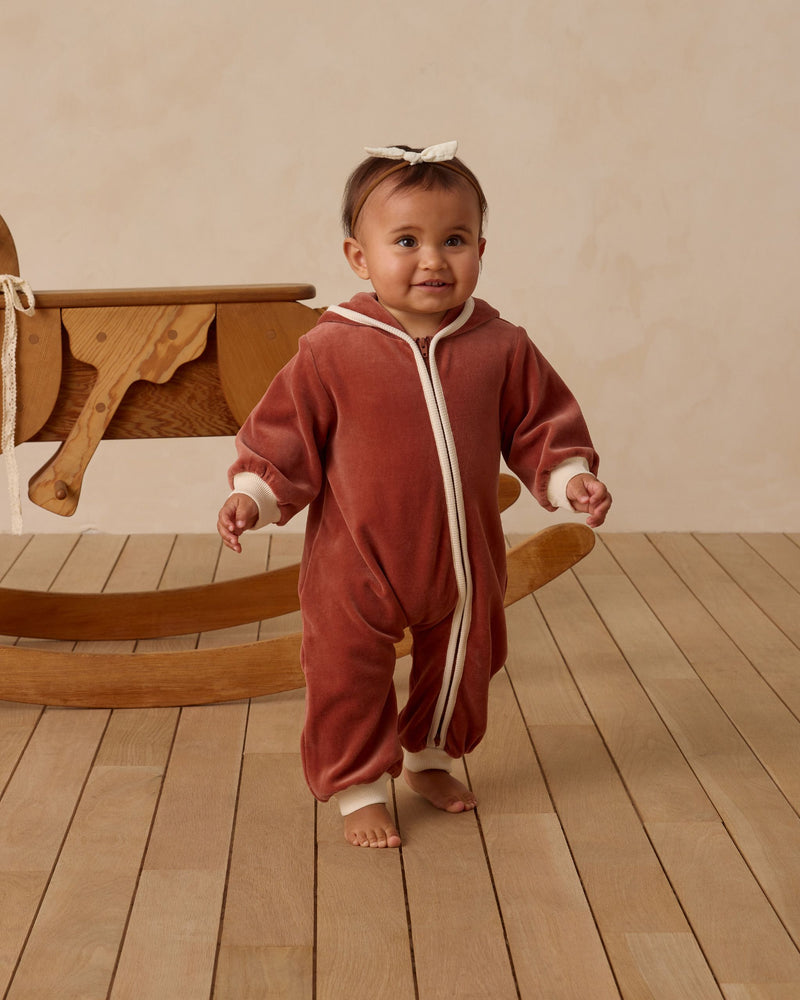 Cranberry Velour Jumpsuit