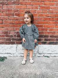 Gingham Ruffle Linen Dress