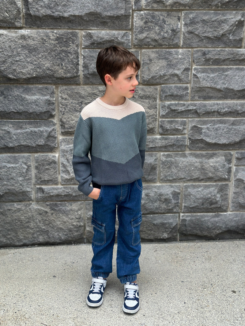 Slate Colorblock Knit Sweater