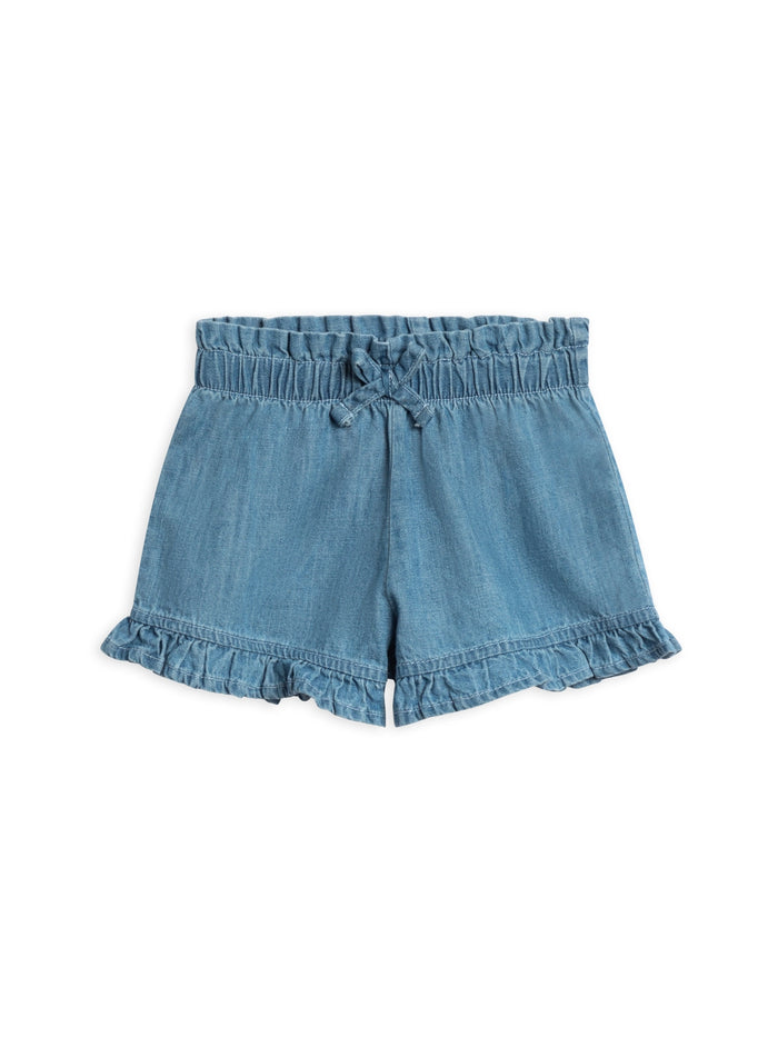 Chambray Ruffle Waist Shorts