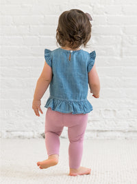 Chambray Ruffle Hem Top