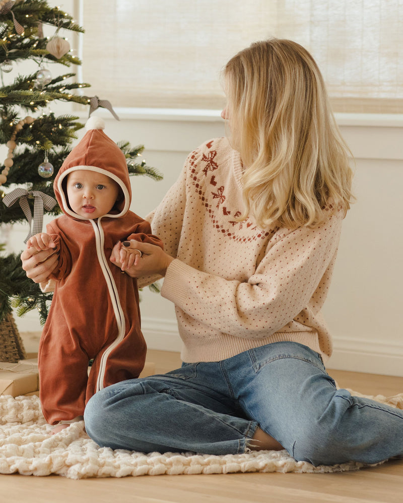 Cranberry Velour Jumpsuit