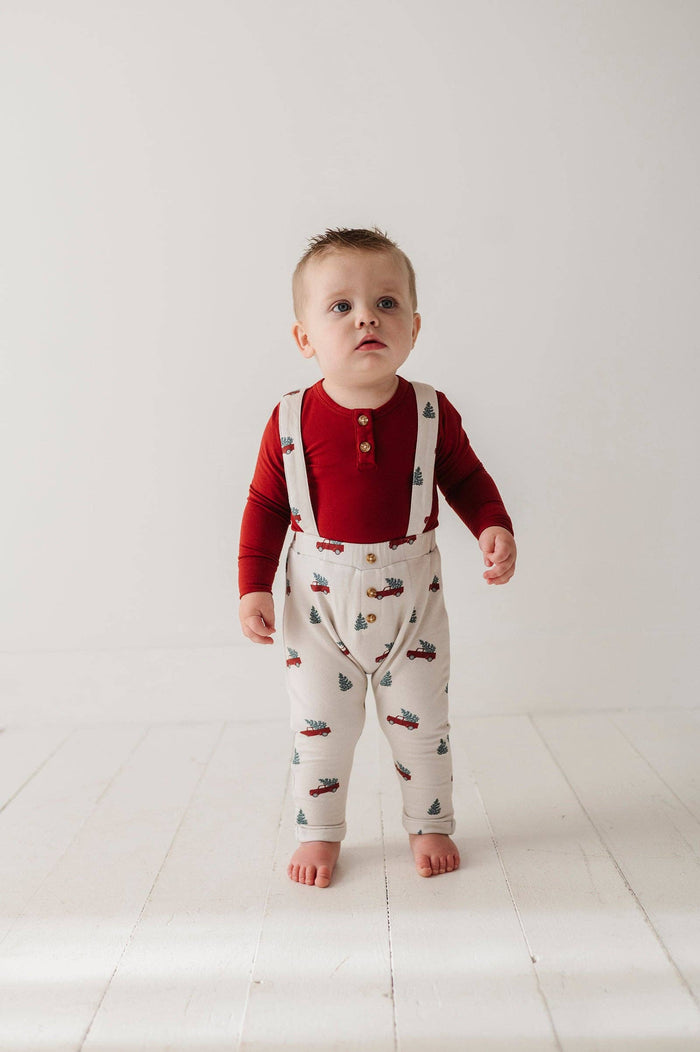 Christmas Truck Henley + Suspender Pant Set