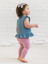 Chambray Ruffle Hem Top